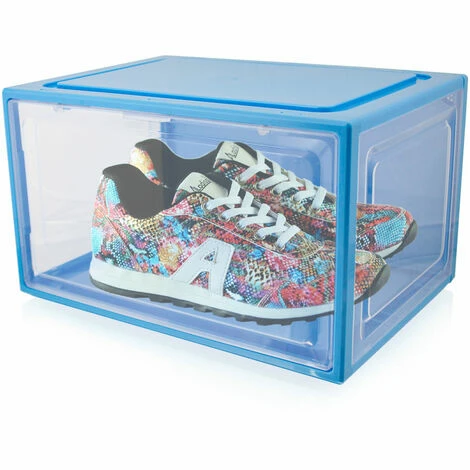 BITUXX 3er Set Blaue Schuhbox Stapelbar Aufbewahrungsbox Kunststoffbox Schuhkasten Schuhkarton Schuhorganizer Bis Gr.47 1 BITUXX 3er Set Blaue Schuhbox Stapelbar Aufbewahrungsbox Kunststoffbox Schuhkasten Schuhkarton Schuhorganizer Bis Gr.47
