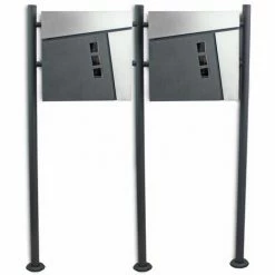 BITUXX Freistehender Design Doppel Standbriefkasten 18440 Briefkastenanlage Briefkasten Mit Zeitungsfach Anthrazit Graphit Optik Und Edelstahl Einwurf -BITUXX Geschäft 39889204 3