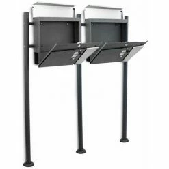 BITUXX Freistehender Design Doppel Standbriefkasten 18440 Briefkastenanlage Briefkasten Mit Zeitungsfach Anthrazit Graphit Optik Und Edelstahl Einwurf -BITUXX Geschäft 39889204 4