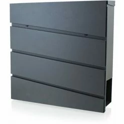 BITUXX Design Briefkasten 18341 Wandbriefkasten Hausbriefkasten Postkasten Mit Zeitungsfach Anthrazit Graphit Optik Und Und Großer Einwurfklappe