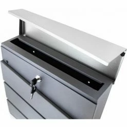 BITUXX Design Briefkasten 18064 Wandbriefkasten Hausbriefkasten Postkasten Mit Zeitungsfach Anthrazit Graphit Optik Und Edelstahl Einwurf -BITUXX Geschäft 39926615 4