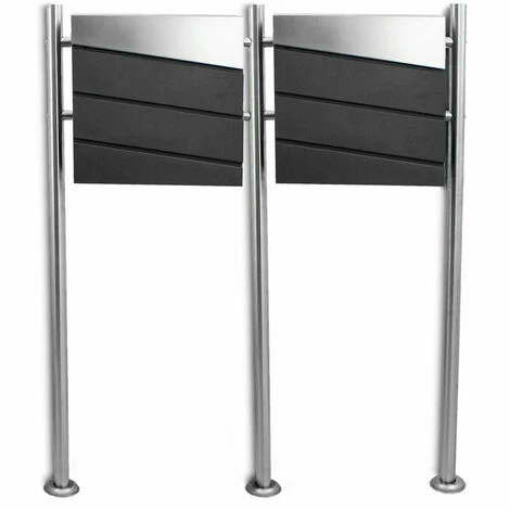 BITUXX Freistehender Design Doppel Standbriefkasten 18438 Briefkastenanlage Briefkasten Mit Zeitungsfach Anthrazit Graphit Optik Und Edelstahl Einwurf – Bild 3