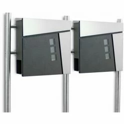 BITUXX Freistehender Design Doppel Standbriefkasten 18442 Briefkastenanlage Briefkasten Mit Zeitungsfach Anthrazit Graphit Optik Und Edelstahl Einwurf