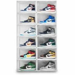 BITUXX Weiße Schuhbox Stapelbar Aufbewahrungsbox Kunststoffbox Schuhkasten Schuhkarton Schuhorganizer Bis Gr.47