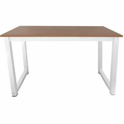 Bituxx Schreibtisch Computertisch Bürotisch Officetisch PC Tisch Desk Table 120x60cm (Weiss/Teak Dunkel)