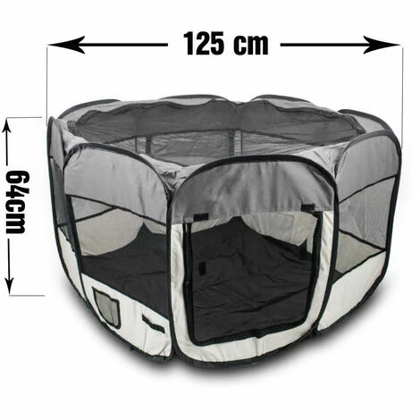 BITUXX® Welpenlaufstall Tierlaufstall Laufstall Tierauslauf Laufgitter Eckig Faltbar (Grau) 3 BITUXX® Welpenlaufstall Tierlaufstall Laufstall Tierauslauf Laufgitter Eckig Faltbar (Grau) – Bild 3