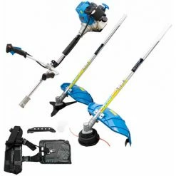 BITUXX 2in1 Benzin Motorsensen Set Trimmer Freischneider Mit Fadenkopf 2-Zahnblatt Und Doppelschultergurt - Laufruhiger 4-Taktmotor - 31ccm