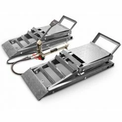 BITUXX 2 Stück Hydraulik Auto PKW KFZ Auffahrrampen Set Mit Wagenheber Hydraulisch Höhenverstellbar Wartungsrampe Hebebühne Rampe Auffahrrampe Auffahrbock Grau