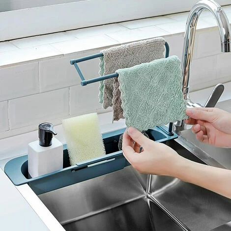 Bituxx Spülbecken Organizer Schwammhalter Halter Caddy Küchenhelfer Spülmittelhalter Spülorganizer Spültuchhalter Abflusskorb (Dunkelgrün) – Bild 4