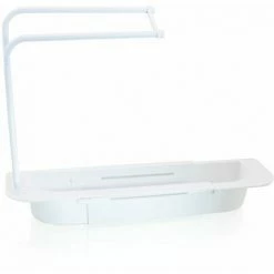 Bituxx Spülbecken Organizer Schwammhalter Halter Caddy Küchenhelfer Spülmittelhalter Spülorganizer Spültuchhalter Abflusskorb (Weiß)