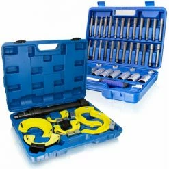 Bituxx 43 Tlg. Stoßdämpfer Werkzeug Set Steckschlüssel Satz Inkl. Universal Federspanner Set Für Mc Pherson Federbeine Stoßdämpfer 80-190mm Spannweite 300mm KFZ Auto