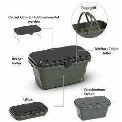 BITUXX Picknickkorb Faltbar Mit Deckel Picknicktisch Picnic Basket Einkaufskorb Camping Korb (Grau) 7 BITUXX Picknickkorb Faltbar Mit Deckel Picknicktisch Picnic Basket Einkaufskorb Camping Korb (Grau) -BITUXX Geschäft 71909060 3