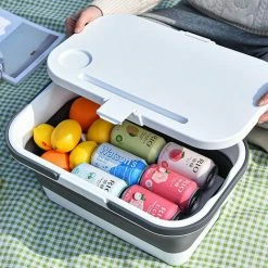 BITUXX Picknickkorb Faltbar Mit Deckel Picknicktisch Picnic Basket Einkaufskorb Camping Korb (Grau) 9 BITUXX Picknickkorb Faltbar Mit Deckel Picknicktisch Picnic Basket Einkaufskorb Camping Korb (Grau) -BITUXX Geschäft 71909060 5
