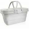BITUXX Picknickkorb Faltbar Mit Deckel Picknicktisch Picnic Basket Einkaufskorb Camping Korb (Beige)