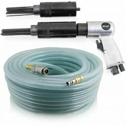 BITUXX Druckluft Nadelentroster Entroster Rostentferner Nadelpistole 4000 U/min + 2 Nadelköpfe Mit 19 Nadeln Ø 3mm (Nadelentroster + 2 Nadelköpfe + Druckluftschlauch)